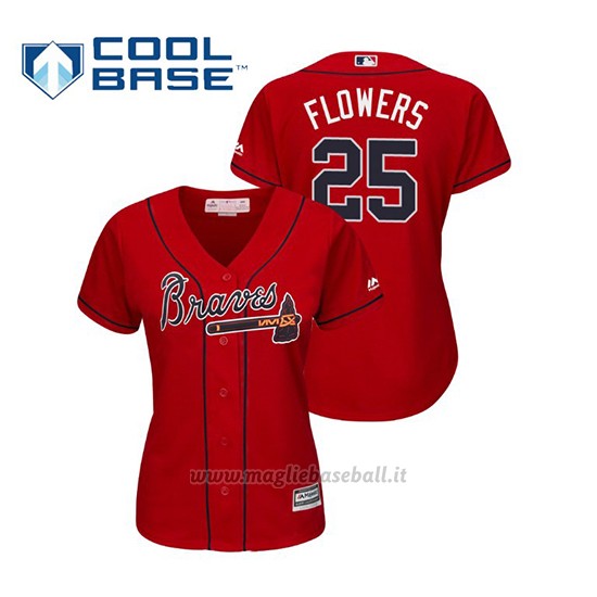Maglia Baseball Donna Atlanta Braves Tyler Flowers Cool Base Majestic Alternato 2019 Rosso